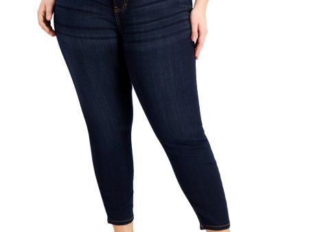 CELEBRITY PINK Womens Navy Stretch Pocketed Zippered Curvy Skinny Leg Ankle High Waist Jeans Sale