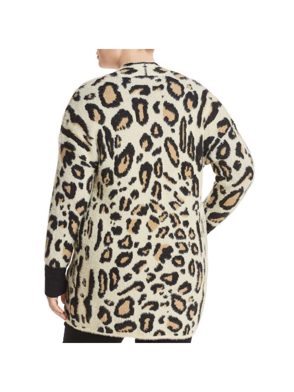 VINCE CAMUTO Womens Pocketed Animal Print Long Sleeve Open Front Wear To Work Sweater For Sale