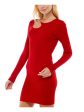 NO COMMENT Womens Cut Out Long Sleeve Round Neck Mini Evening Sweater Dress Hot on Sale