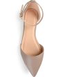 JOURNEE COLLECTION Womens Beige Dorsay Ankle Strap Crochet Reba Pointed Toe Buckle Ballet Flats M Online Sale