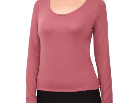 DEREK HEART Womens Pink Long Sleeve Scoop Neck Top Sale