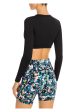 N: PHILANTHROPY Womens Stretch Cut Out Long Sleeve Asymmetrical Neckline Active Wear Crop Top on Sale