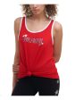 TOMMY HILFIGER SPORT Womens Red Stretch Metallic Knotted Front Hem Logo Graphic Sleeveless Scoop Neck Active Wear Tank Top For Sale