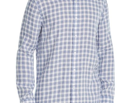 The Mens store Mens Blue Framed Gingham Long Sleeve Classic Fit Button Down Casual Shirt Sale