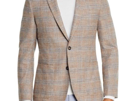 DYLAN GRAY Mens Beige Windowpane Plaid Classic Fit Blazer For Discount