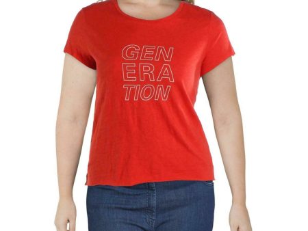 SANCTUARY Womens Red Short Sleeve Crew Neck T-Shirt Online Sale