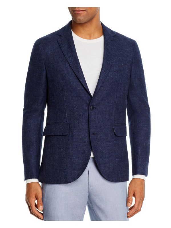 DYLAN GRAY Mens Navy Single Breasted Wool Blend Blazer For Cheap