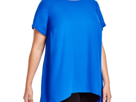 VINCE CAMUTO Womens Darted Short Sleeve Round Neck Hi-Lo Top For Sale