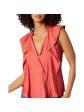 JOIE Womens Coral Ruffled Split Hem Sleeveless V Neck Top For Sale