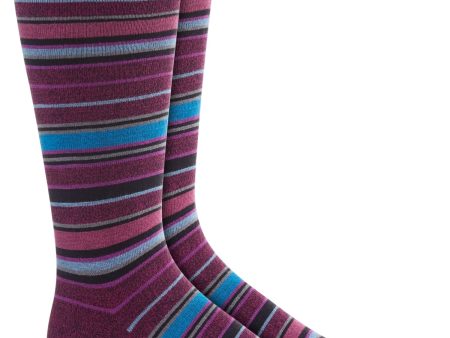 ALFANI Mens Purple Rayon Striped Moisture Wicking Casual Crew Socks For Discount