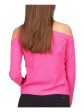 MICHAEL MICHAEL KORS Womens Pink Cold Shoulder Textured Long Sleeve Asymmetrical Neckline Top Sale