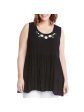 KAREN KANE Womens Embroidered Floral Sleeveless Scoop Neck Trapeze Top Sale