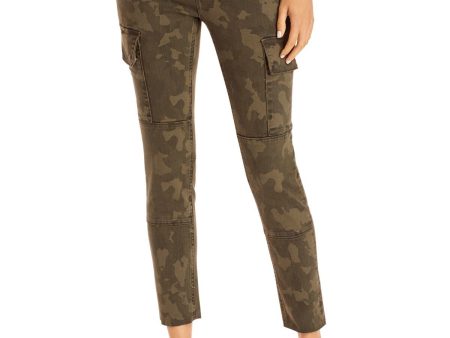 AQUA Womens Green Pocketed Fringed Camouflage Cargo Pants Fashion