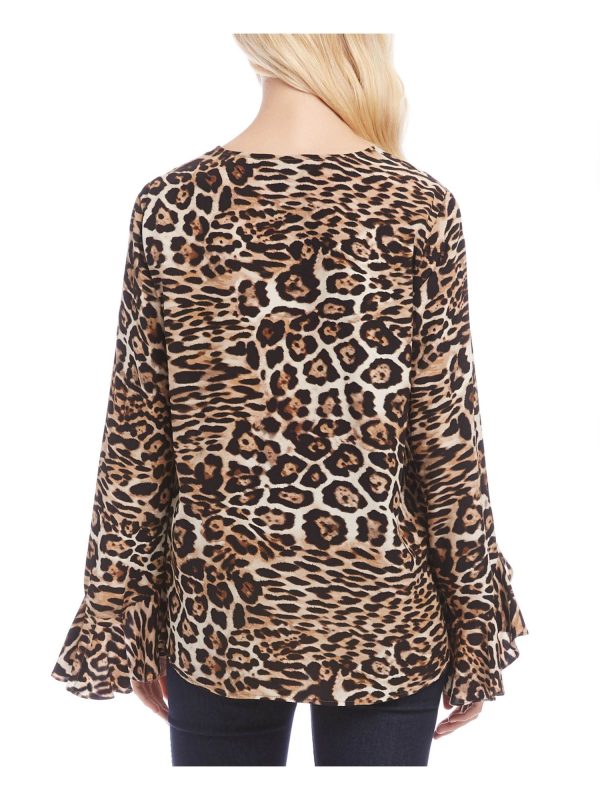 KAREN KANE Womens Animal Print V Neck Top For Cheap