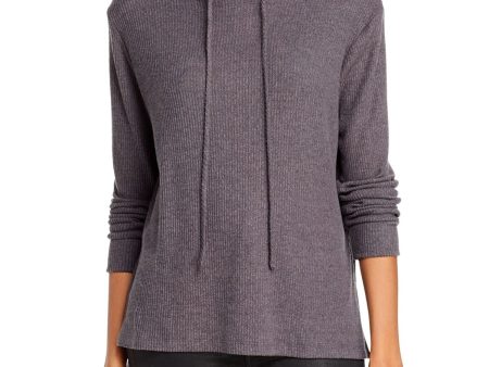 AQUA Womens Gray Textured Hoodie Sweatshirt Hot on Sale