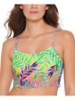 SALT + COVE Women s Multi Color Tropical Print Stretch Ruffled Hem Lined Adjustable Deep V Neck Tropical Punch Swimsuit Top Online Hot Sale