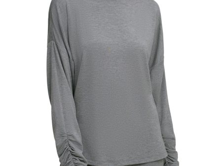 DKNY Womens Gray Ruched Long Sleeve Scoop Neck T-Shirt Supply