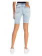 AQUA Womens Blue Frayed Button Fly Shorts on Sale