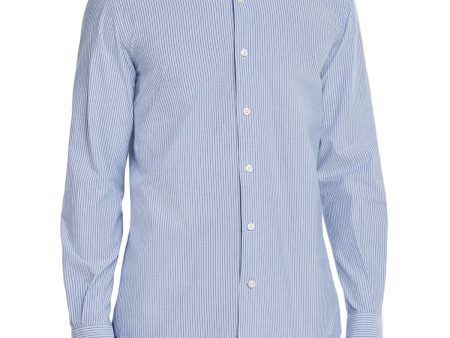 DYLAN GRAY Mens Light Blue Striped Button Down Casual Shirt Fashion