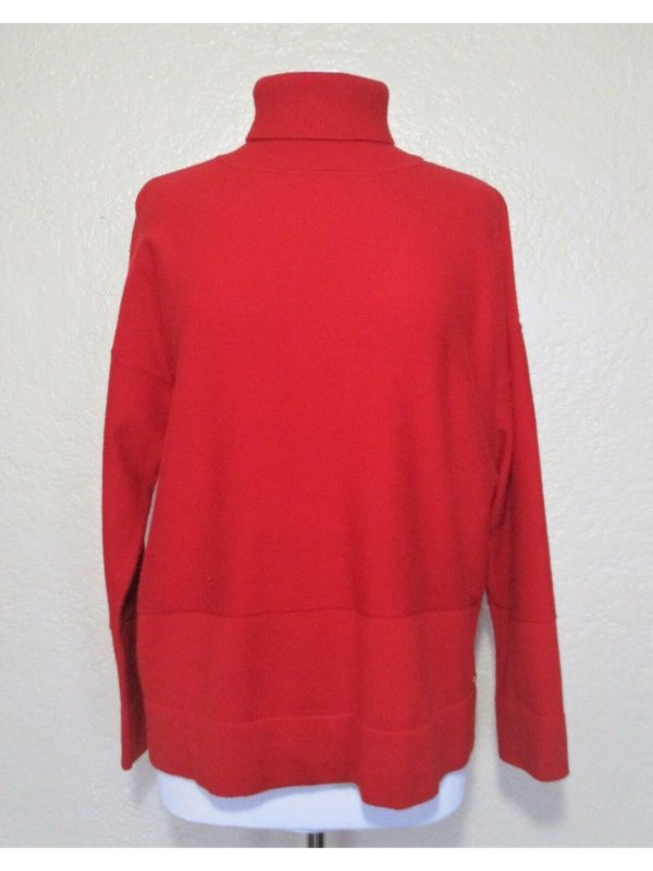 DONNA KARAN Womens Red Long Sleeve Turtle Neck Top Supply