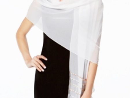 INC Womens White Diagonal Wrap Beaded Shawl Fashion