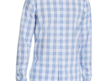 The Mens store Mens Blue Tartan Plaid Collared Button Down Shirt Online