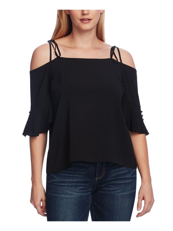 VINCE CAMUTO Womens Cold Shoulder Square Neck Top Online Hot Sale