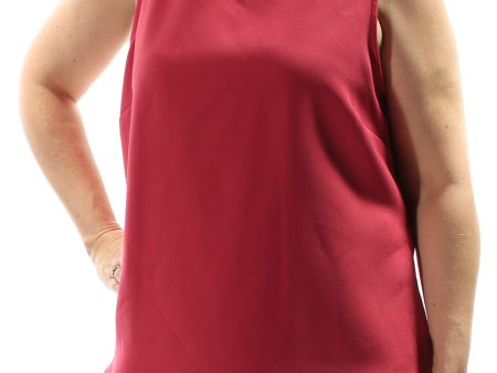 ALFANI Womens Pink Zippered Sleeveless Crew Neck Hi-Lo Hi-Lo Top Online now