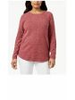 KAREN SCOTT Womens Heather Long Sleeve Jewel Neck T-Shirt For Cheap