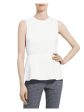 THEORY Womens White Zippered Lined Sleeveless Crew Neck Wear To Work Peplum Top Sale