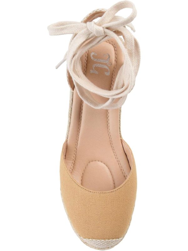 JOURNEE COLLECTION Womens Beige 1 2  Platform Interchangeable Laces Jute Wrapped Open Back Shoe Padded Monte Round Toe Wedge Lace-Up Espadrille Shoes M Online Sale