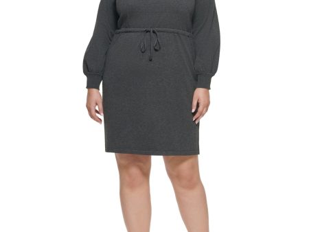 CALVIN KLEIN Womens Ribbed Long Sleeve Mock Neck Above The Knee Wear To Work Sweater Dress Online Sale