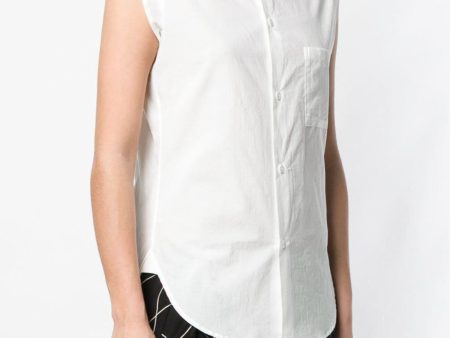 Y s Womens White Sleeveless Collared Wear To Work Button Up Top Online Hot Sale