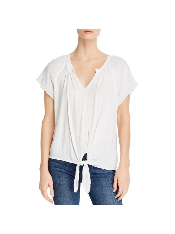 K & C Womens Stretch Sheer Pouf Sleeve Split Peasant Top Sale