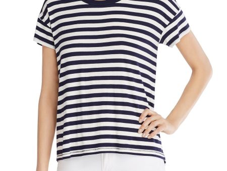 K & C Womens Stretch Striped Short Sleeve Crew Neck Hi-Lo Top Sale