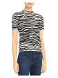 THEORY Womens Black Animal Print Short Sleeve Top Discount