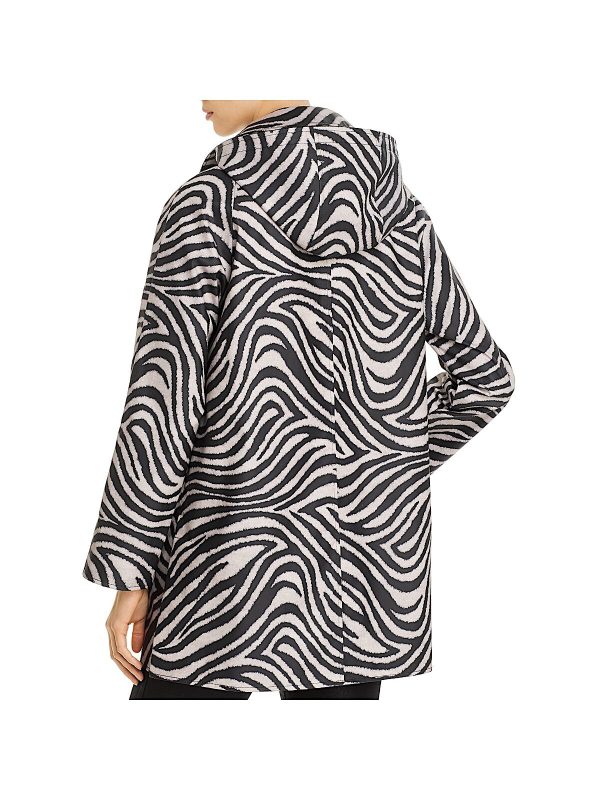 JANE POST Womens Black Animal Print Winter Jacket Coat Supply