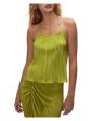 GOOD AMERICAN Womens Green Pleated Tie Sleeveless Halter Top For Cheap