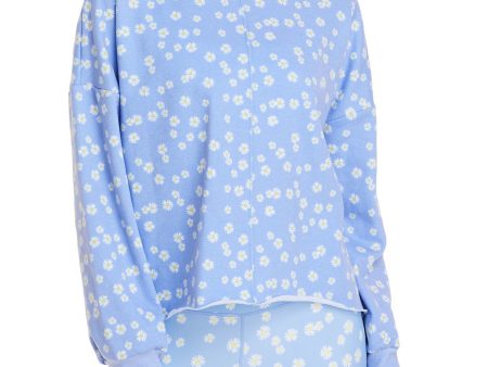 AQUA ATHLETIC Womens Ribbed Floral Long Sleeve Crew Neck Sweatshirt Online