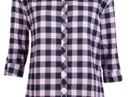 BARBOUR Womens Purple Check Cuffed Button Up Top For Sale