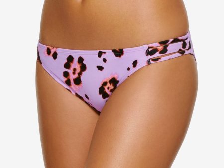 HULA HONEY Women s Purple Animal Print Stretch Lined Moderate Coverage True Spots Hipster Swimsuit Bottom Sale