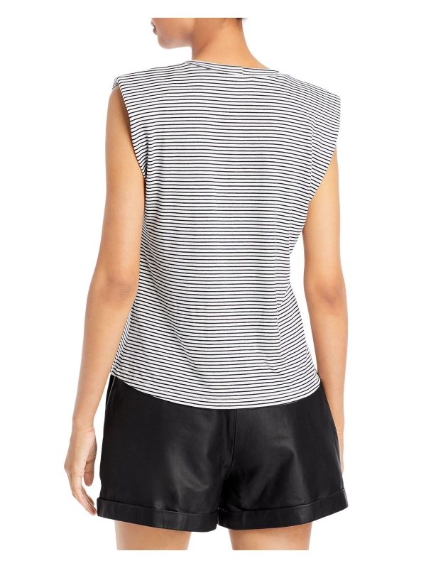 ELAN Womens Stretch Striped Sleeveless Round Neck T-Shirt Online Hot Sale