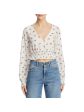 Fashion Union Womens White Cut Out Low Back Smocked Floral Long Sleeve V Neck Crop Top Online Hot Sale