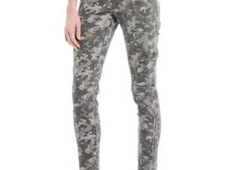 B NEW YORK Womens Gray Zippered Pocketed Button Closure Vented Back Hem Camouflage Cargo Pants Fashion