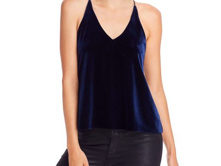 AQUA Womens Navy Spaghetti Strap V Neck Tank Top Sale