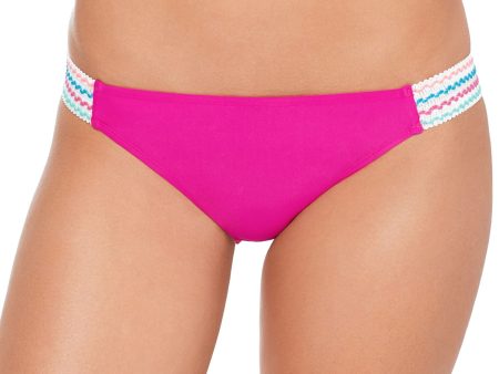 SALT + COVE Women s Pink Stretch Elastic Banded Lined Moderate Coverage Embroidered Hipster Swimsuit Bottom on Sale