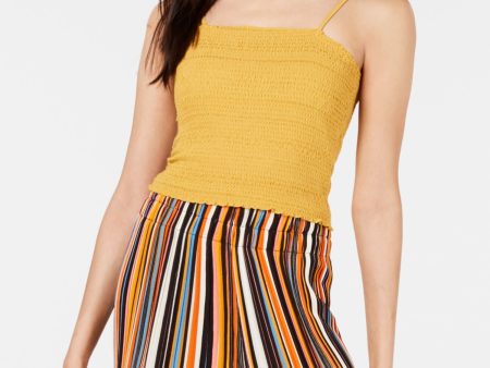 PROJECT 28 NYC Womens Yellow Spaghetti Strap Square Neck Crop Top Supply