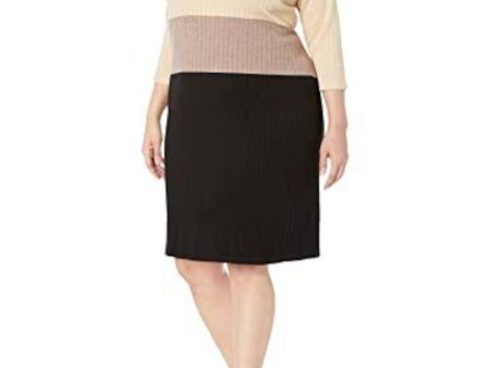 CALVIN KLEIN Womens Ribbed Color Block 3 4 Sleeve Scoop Neck Knee Length Wear To Work Shift Dress For Cheap