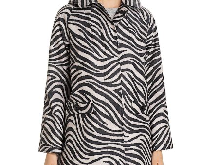 JANE POST Womens Black Animal Print Winter Jacket Coat Supply