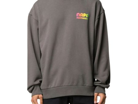 NAPA IJRI Mens Gray Printed Long Sleeve Crew Neck Classic Fit Cotton Sweatshirt Online now